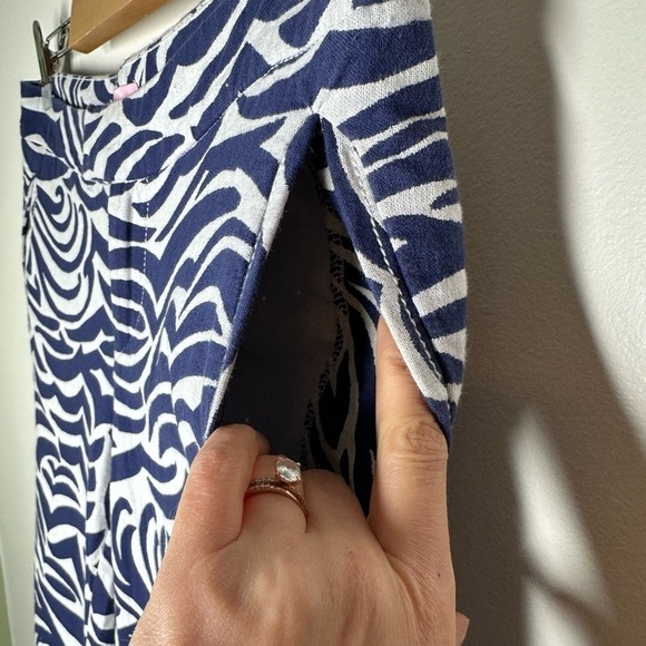 Lilly Pulitzer Elaine Cropped Pants Jacquard Bright Navy Size 4 - Picture 3 of 8